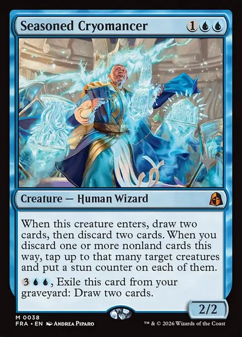Seasoned Cryomancer, card 38p from Reality Fracture Promos