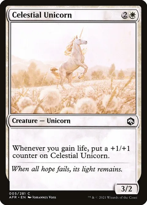 Celestial Unicorn, card 5 from Adventures in the Forgotten Realms