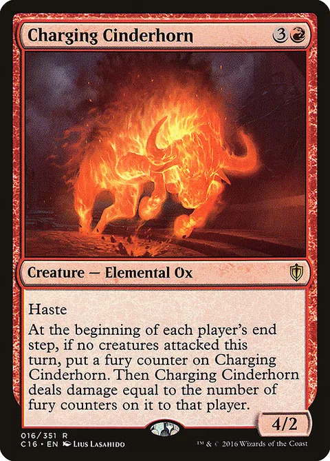 Charging Cinderhorn, card 16 from Commander 2016