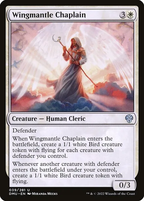 Wingmantle Chaplain, card 39 from Dominaria United