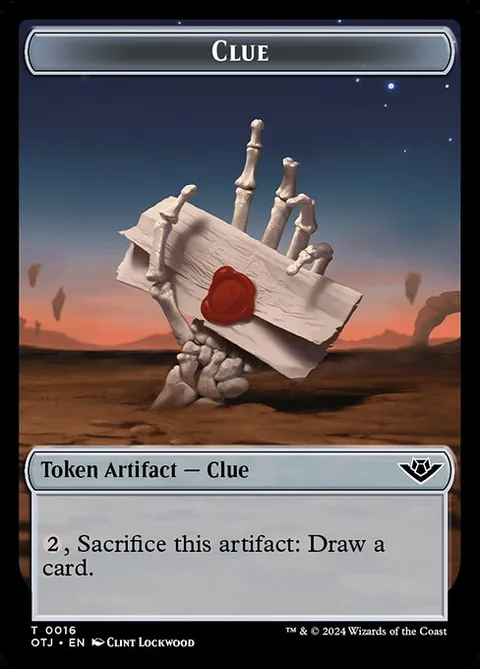 Clue, card 16 from Outlaws of Thunder Junction Tokens