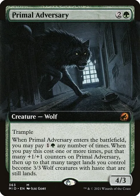Primal Adversary, card 363 from Innistrad: Midnight Hunt