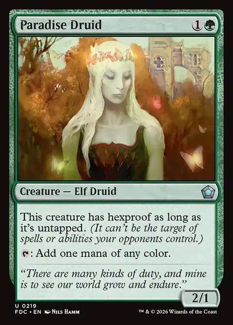 Paradise Druid, card 219 from Foundations Commander