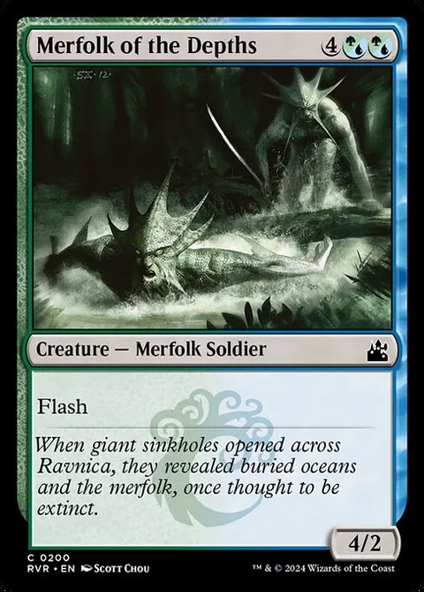 Merfolk of the Depths, card 200 from Ravnica Remastered