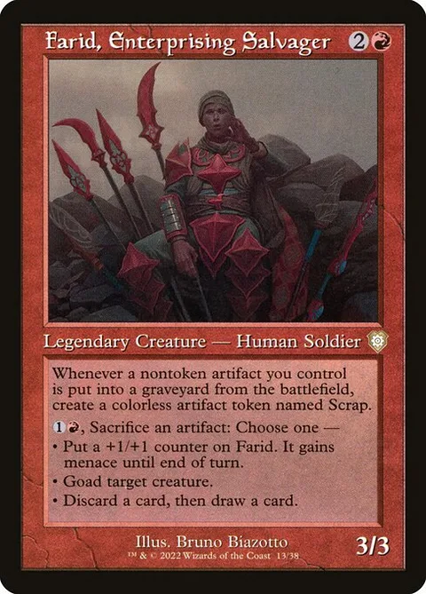 Farid, Enterprising Salvager, card 13 from The Brothers' War Commander