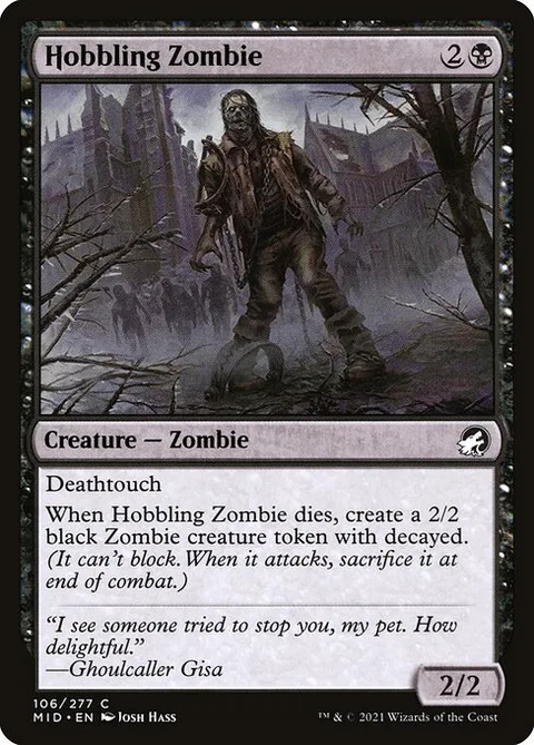 Hobbling Zombie, card 106 from Innistrad: Midnight Hunt