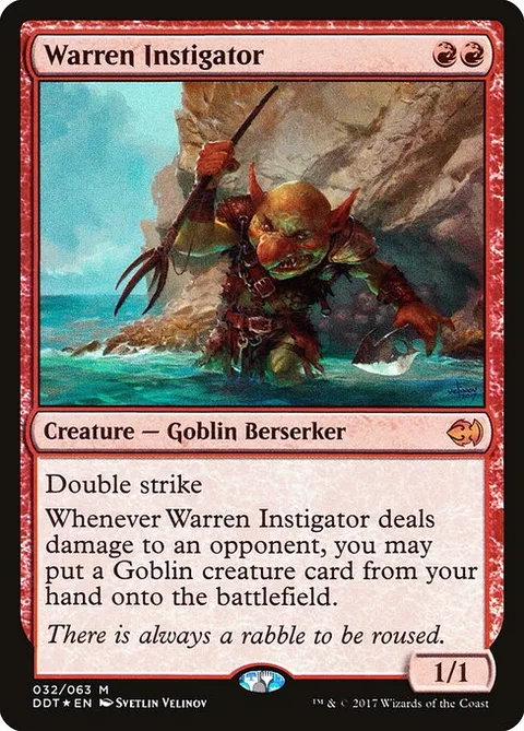 Warren Instigator, card 32 from Duel Decks: Merfolk vs. Goblins