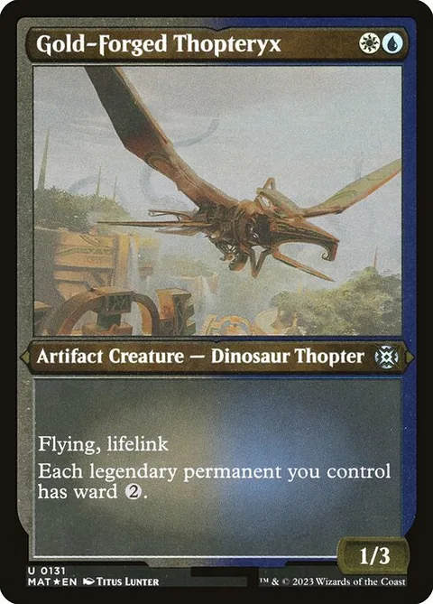 Gold-Forged Thopteryx, card 131 from March of the Machine: The Aftermath