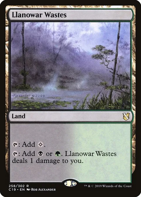 Llanowar Wastes, card 258 from Commander 2019
