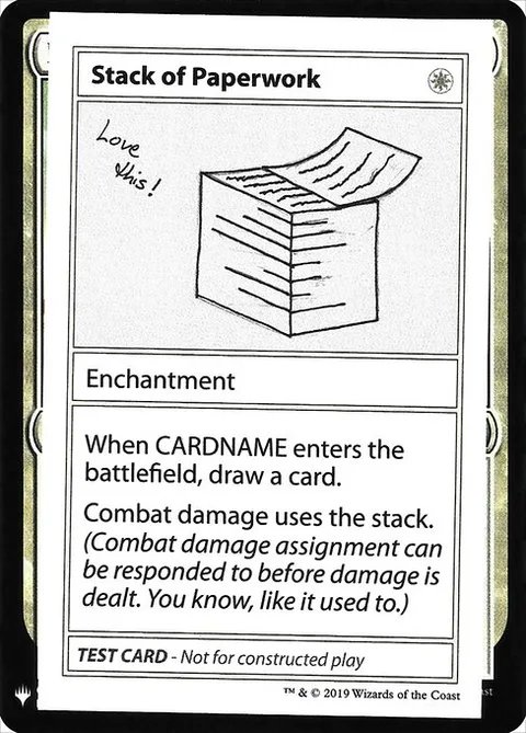 Stack of Paperwork, carte 13 de Mystery Booster Playtest Cards 2019