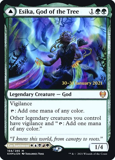 Esika, God of the Tree // The Prismatic Bridge, card 168s from Kaldheim Promos