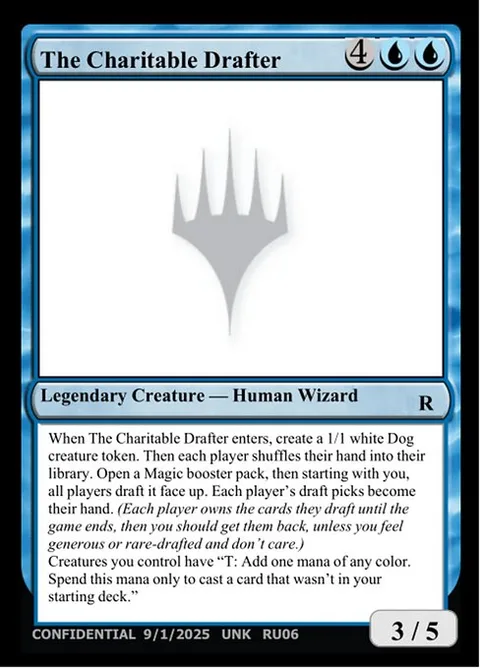 The Charitable Drafter, card RU06 from Unknown Event