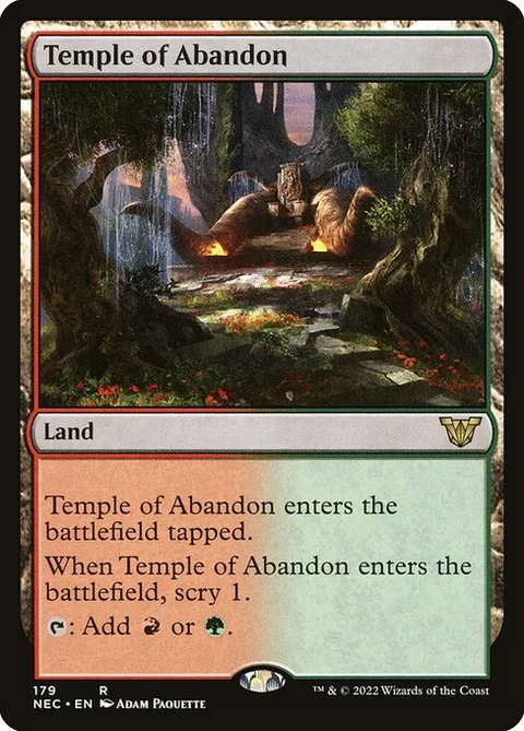 Temple of Abandon, card 179 from Neon Dynasty Commander