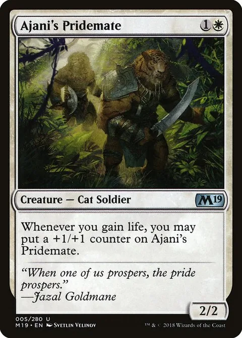 Ajani's Pridemate, card 5 from Core Set 2019