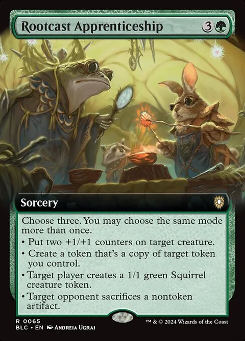 Rootcast Apprenticeship, card 65 from Bloomburrow Commander
