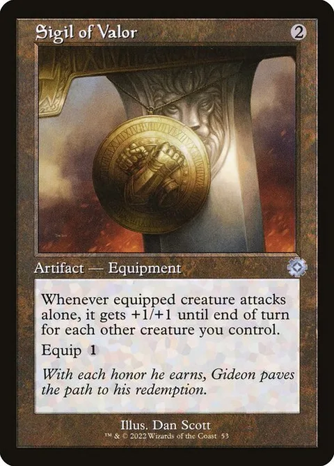 Sigil of Valor, card 53 from The Brothers' War Retro Artifacts