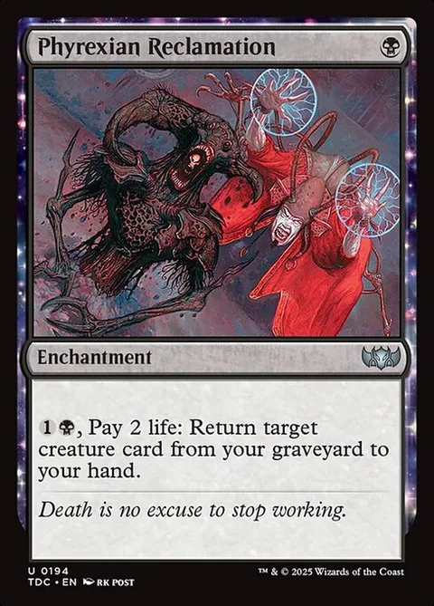 Phyrexian Reclamation, card 194 from Tarkir: Dragonstorm Commander