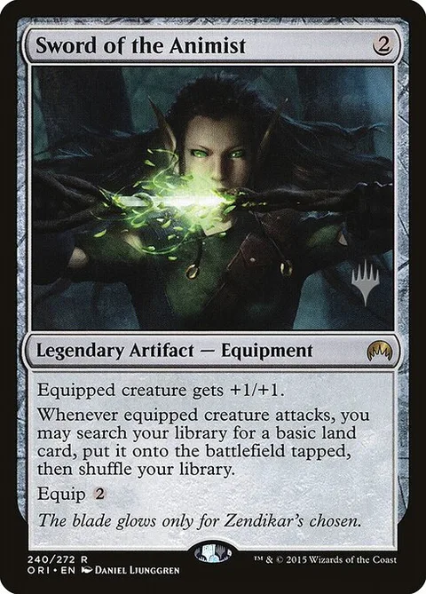 Sword of the Animist, card 240p from Magic Origins Promos