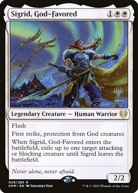 Sigrid, God-Favored, card 29p from Kaldheim Promos