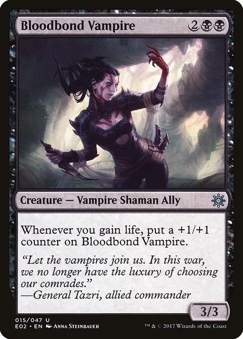 Bloodbond Vampire, card 15 from Explorers of Ixalan