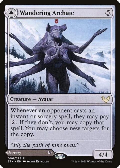 Wandering Archaic // Explore the Vastlands, card 6 from Strixhaven: School of Mages