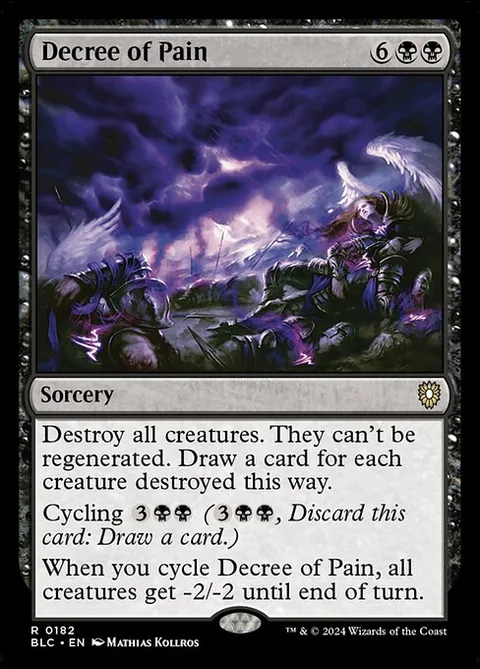 Decree of Pain, card 182 from Bloomburrow Commander