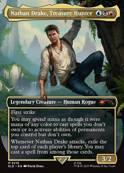 Nathan Drake, Treasure Hunter, card 2216 from Secret Lair Drop