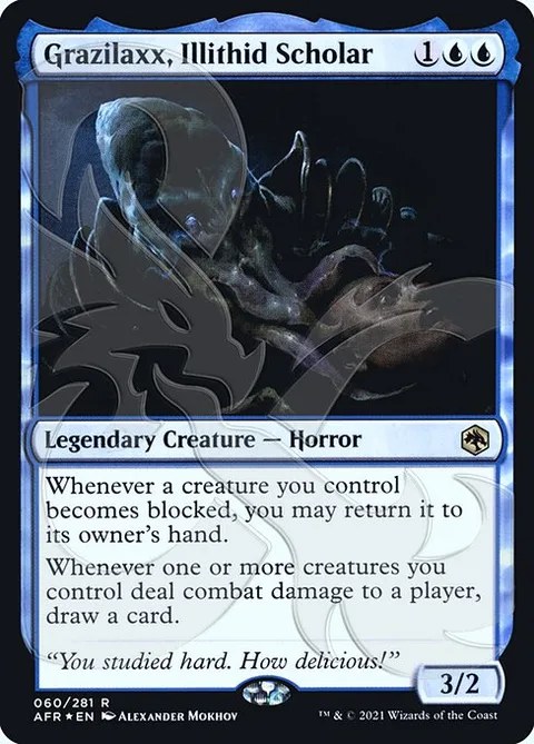 Grazilaxx, Illithid Scholar, card 60a from Adventures in the Forgotten Realms Promos