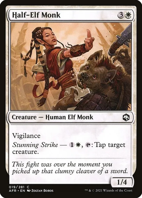 Half-Elf Monk, card 19 from Adventures in the Forgotten Realms