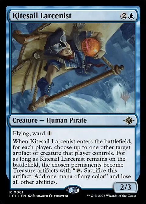 Kitesail Larcenist, card 61p from The Lost Caverns of Ixalan Promos