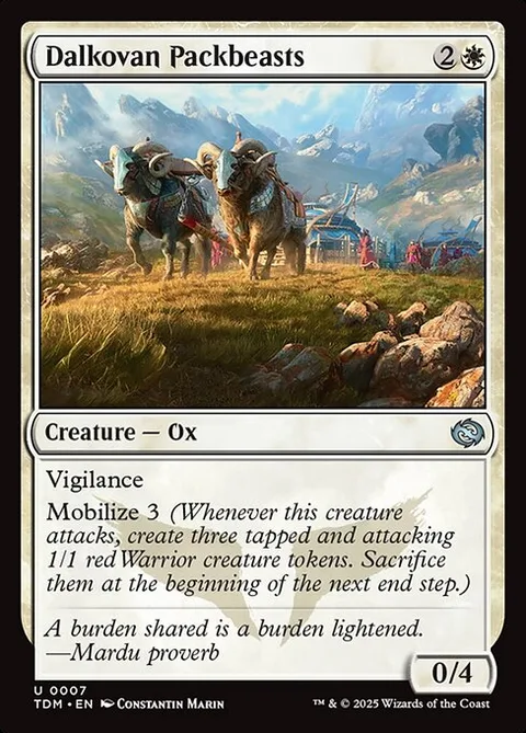 Dalkovan Packbeasts, card 7 from Tarkir: Dragonstorm
