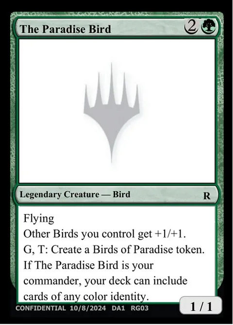 The Paradise Bird, card RG03f from Unknown Event