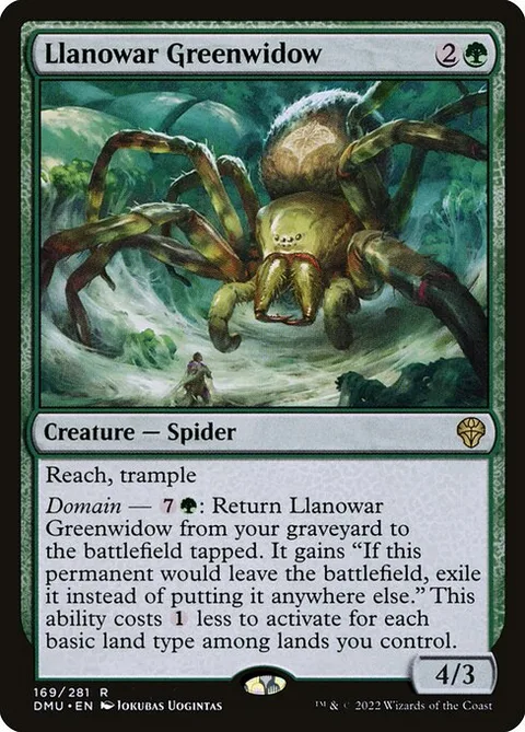 Llanowar Greenwidow, card 169 from Dominaria United