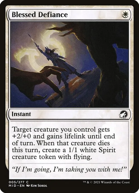 Blessed Defiance, card 5 from Innistrad: Midnight Hunt