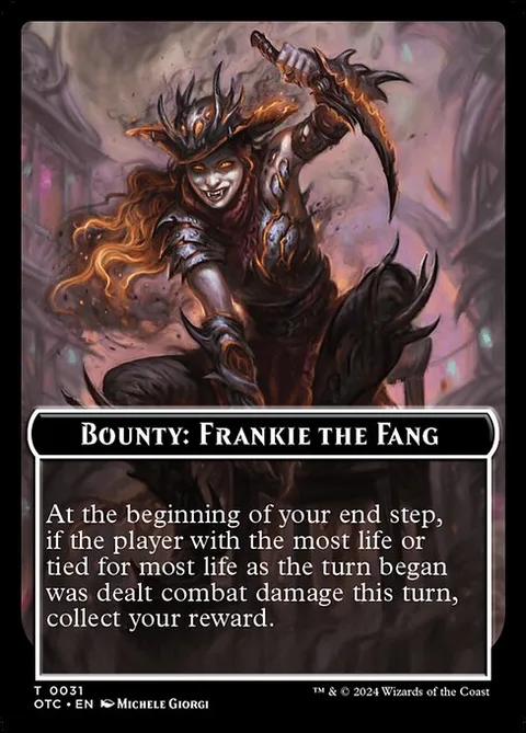 Bounty: Frankie The Fang // Wanted!, card 31 from Outlaws of Thunder Junction Commander Tokens