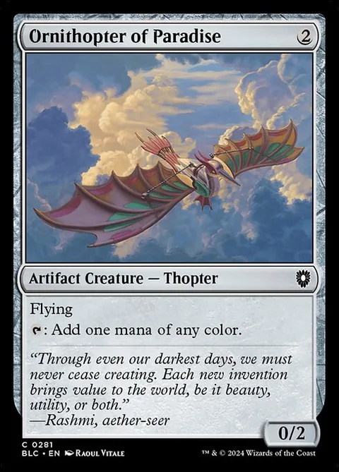 Ornithopter of Paradise, carte 281 de Bloomburrow Commander