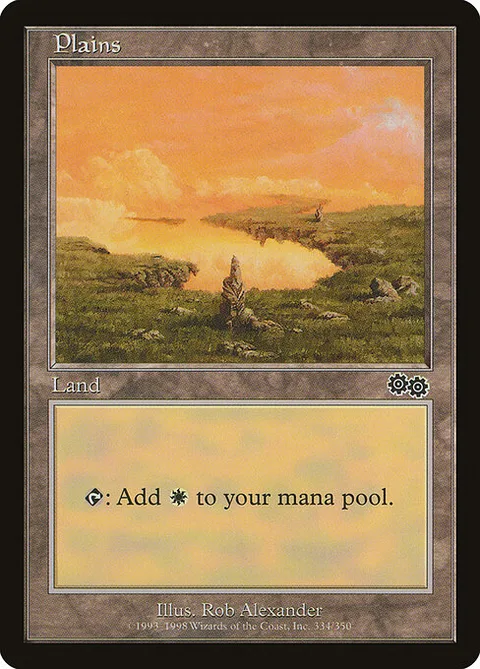 Plains, card 334 from Urza's Saga