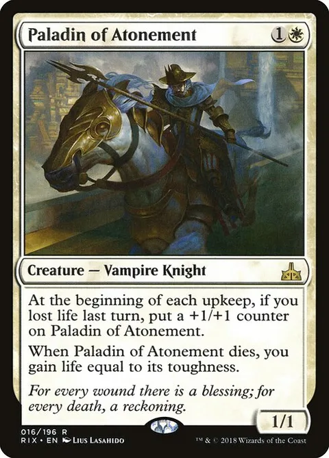 Paladin of Atonement, card 16 from Rivals of Ixalan