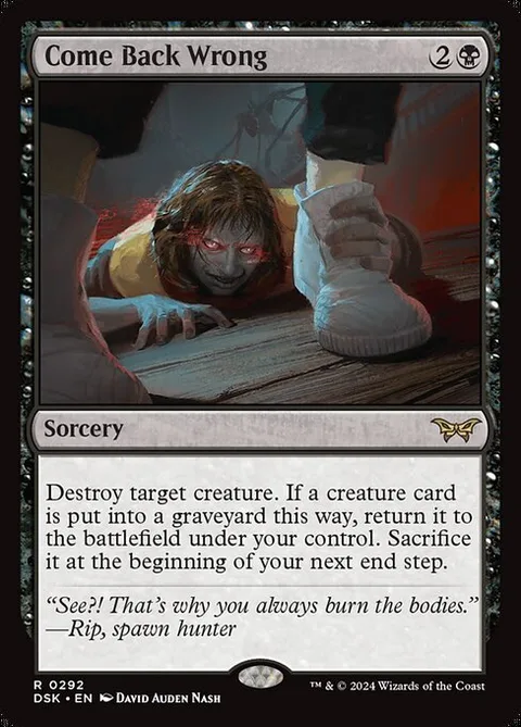 Come Back Wrong, card 292 from Duskmourn: House of Horror