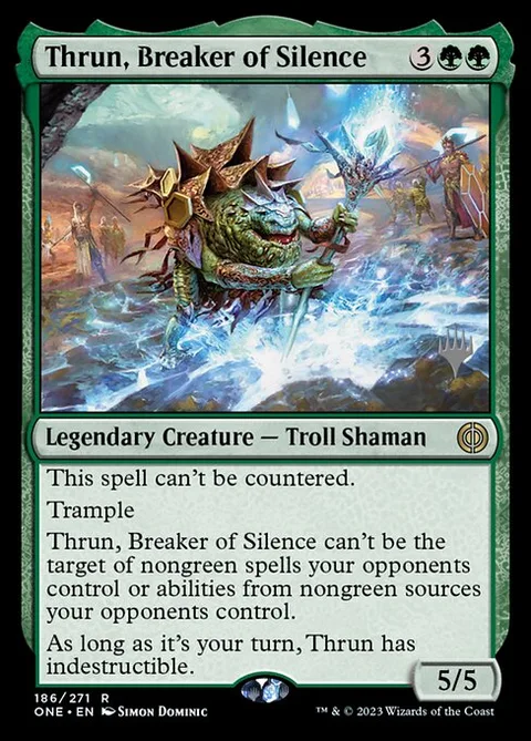 Thrun, Breaker of Silence, card 186p from Phyrexia: All Will Be One Promos