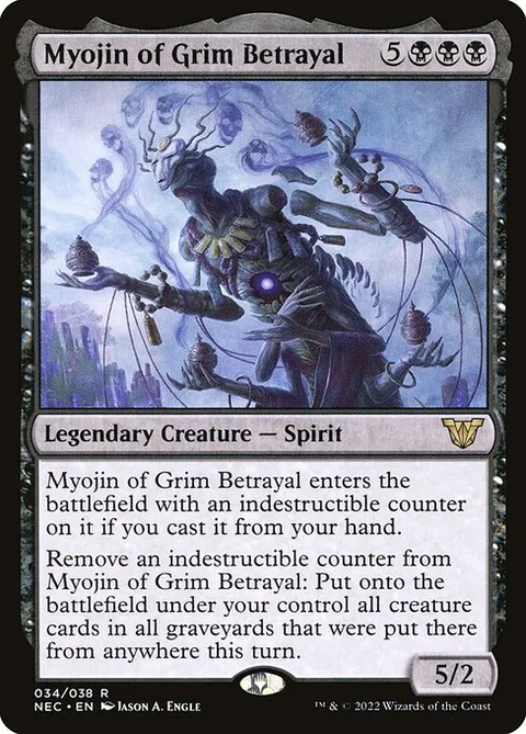 Myojin of Grim Betrayal, card 34 from Neon Dynasty Commander