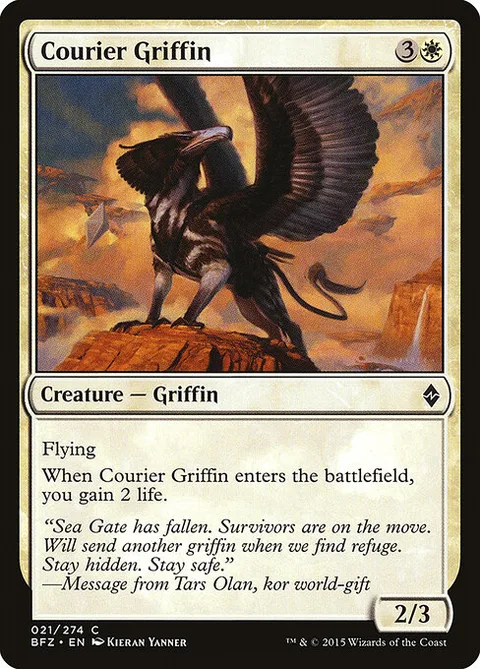 Courier Griffin, card 21 from Battle for Zendikar