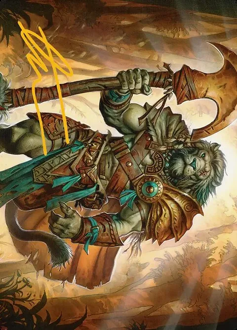 Ajani, Outland Chaperone // Ajani, Outland Chaperone, card 28 from Lorwyn Eclipsed Art Series