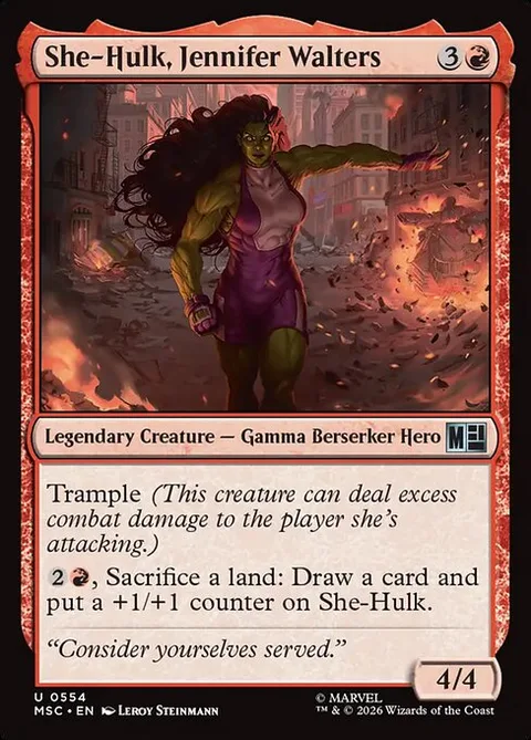She-Hulk, Jennifer Walters, card 554 from Marvel Super Heroes Commander