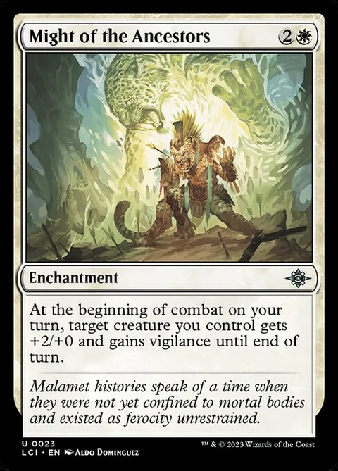 Might of the Ancestors, card 23 from The Lost Caverns of Ixalan