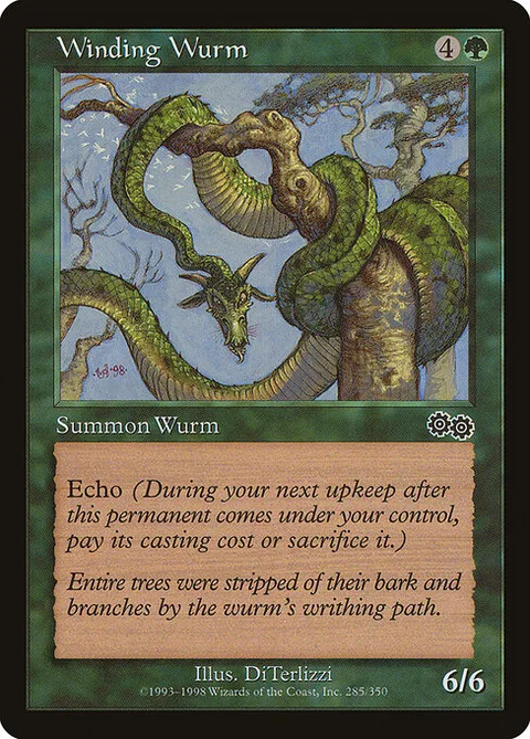 Winding Wurm, card 285 from Urza's Saga