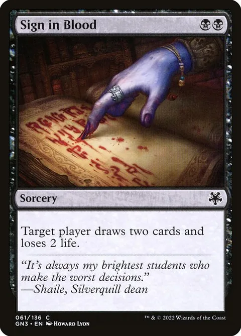 Sign in Blood, card 61 from Game Night: Free-for-All