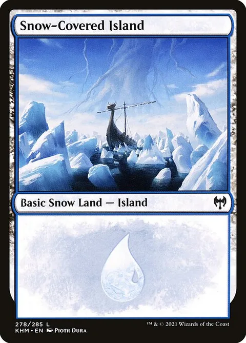 Snow-Covered Island, card 278 from Kaldheim