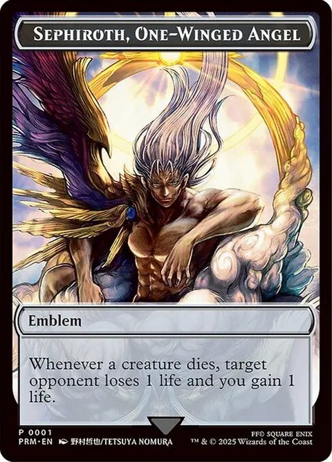 Sephiroth, One-Winged Angel Emblem, card 1 from FIN Asia WPN Promo Tokens