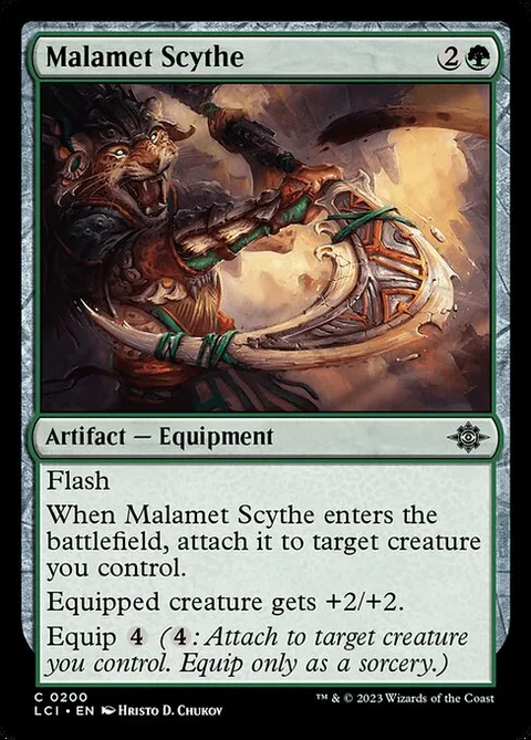 Malamet Scythe, card 200 from The Lost Caverns of Ixalan